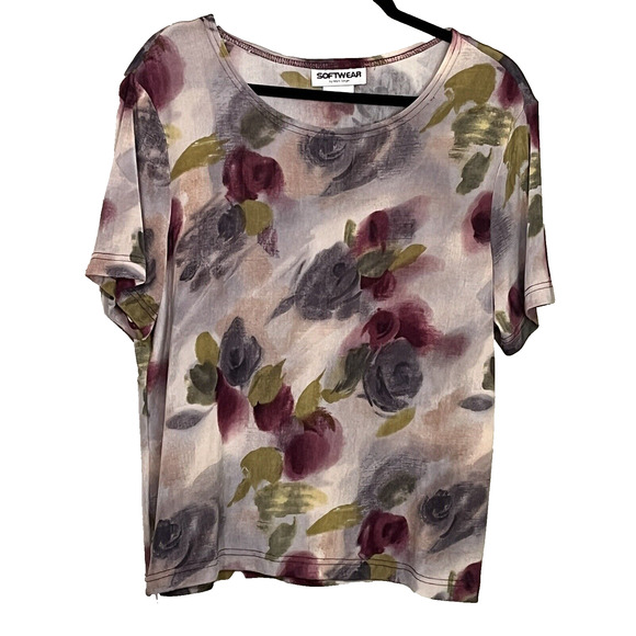 Softwear Mark Singer 2 Piece Cardigan Set Sz XL Multi Color Floral Slinky Work - Picture 6 of 15